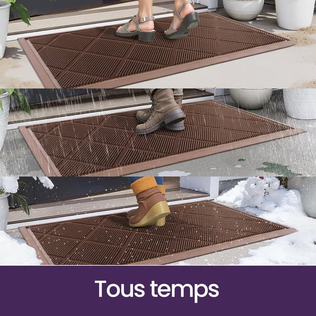 Thumbnail 6 de Paillasson extérieur DEXI 43 x 90 cm marron antidérapant avec trous de drainage