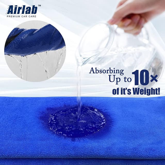 Detalle de Airlab 2X Large Microfibre Car Cleaning Cloths (90x60cm) – 500GSM Dual-Sided Drying Towels for Detailing