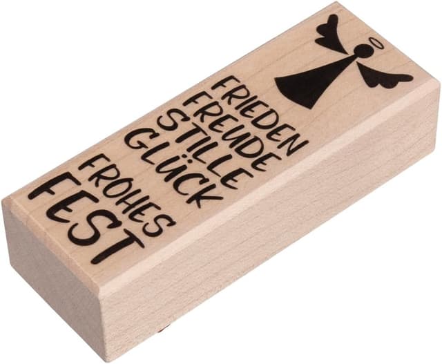 Detalle de Rayher Holzstempel „Wichtel im Glück“ (29256000), 7 x 9 cm für weihnachtliche Karten, Anhänger & mehr