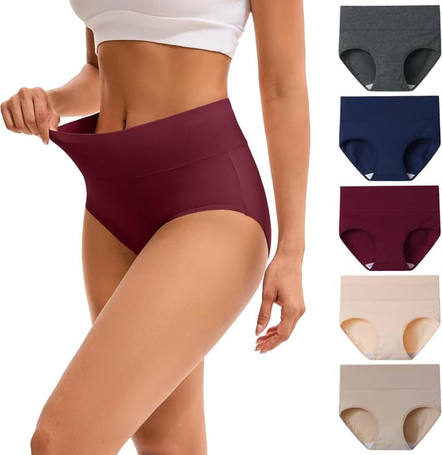 Detalle de INNERSY Damen Unterhosen Baumwolle Stretch, Hohe Taille – 5er Pack