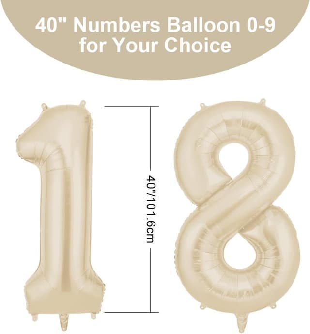 Detalle de AOOSU Ballon 18 Ans Couronne Blanc 101 cm