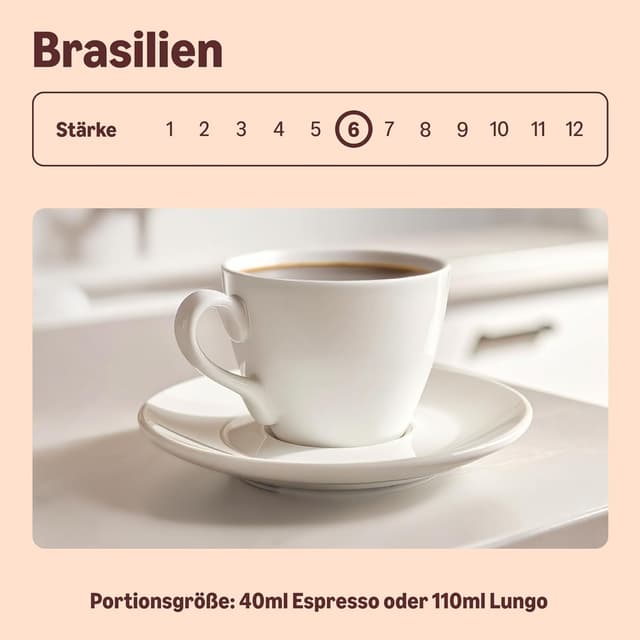 Detalle de by Amazon kompostierbare Kaffeekapseln (Nespresso-kompatibel) mit 100% brasilianischem Arabica, 20 Stück