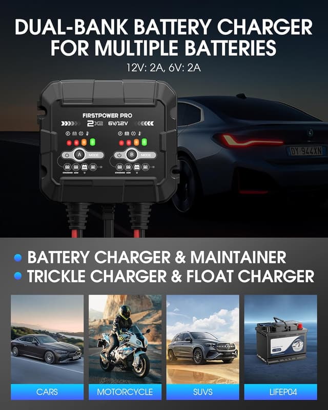 Thumbnail 6 de 2-Bank 4A Trickle Charger 12V for Car Battery