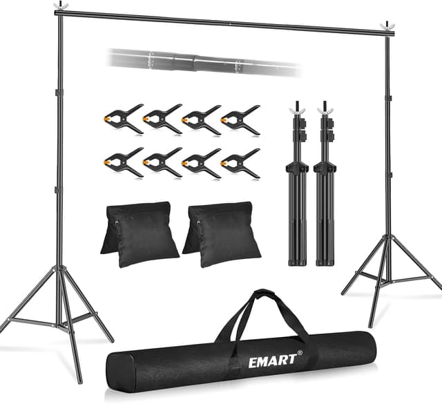 Thumbnail 6 de EMART Backdrop Stand 2m x 3m Adjustable Photo Studio Background Support Kit (Black)