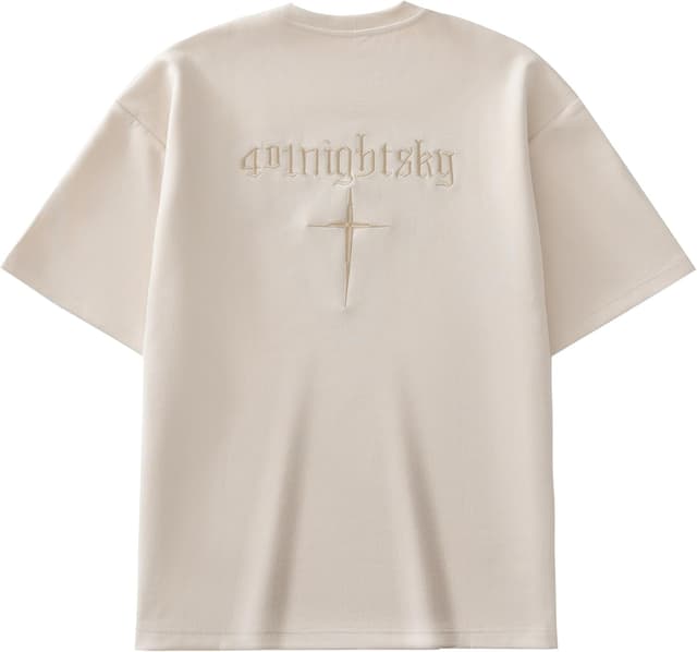 Detalle de GURUNVANI Besticktes Herren-T-Shirt mit Vintage-Grafik aus Wildlederimitat