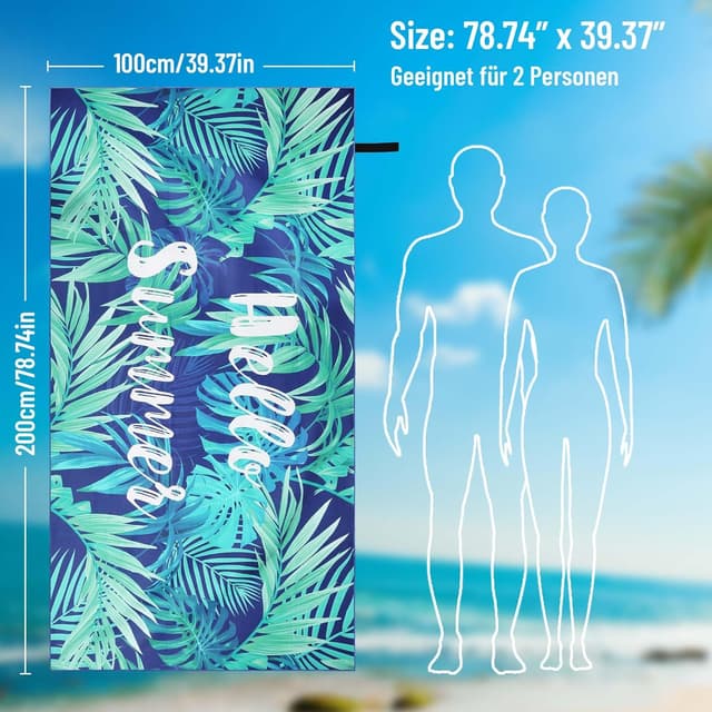 Detalle de Pameil Telo Mare in microfibra 100x200 cm: asciugatura rapida, leggero e pratico per spiaggia e palestra