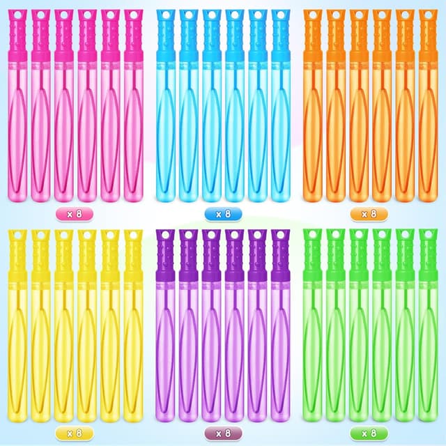 Detalle 2 de SpringFlower 48-Pack Bubble Wands (6 Colors) with Bubble Solution for Summer Parties