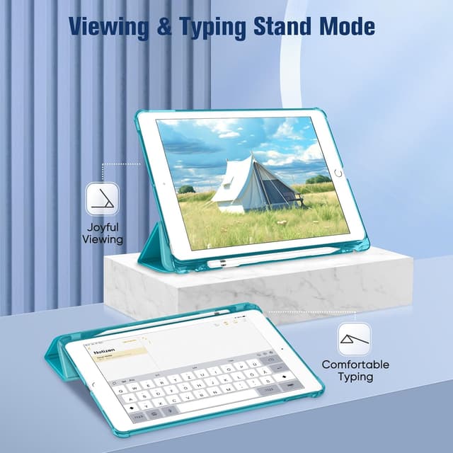 Detalle de Fintie Schutzhülle für iPad 9. Generation / iPad 8. / iPad 7 (10,2 Zoll) mit Stifthalter – Türkis