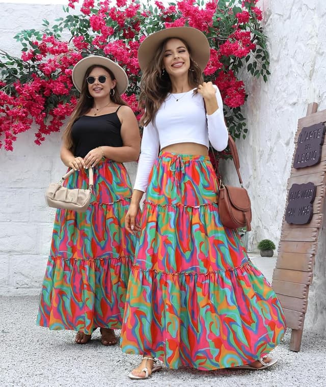 Thumbnail 2 de EARKOHA Boho Maxi Skirt High Waist