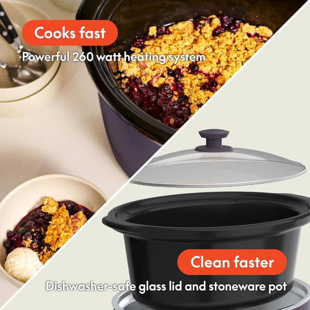 Detalle 2 de bella 6.0 Qt Manual Slow Cooker in Plum (Ceramic Nonstick, 3 Heat Settings)