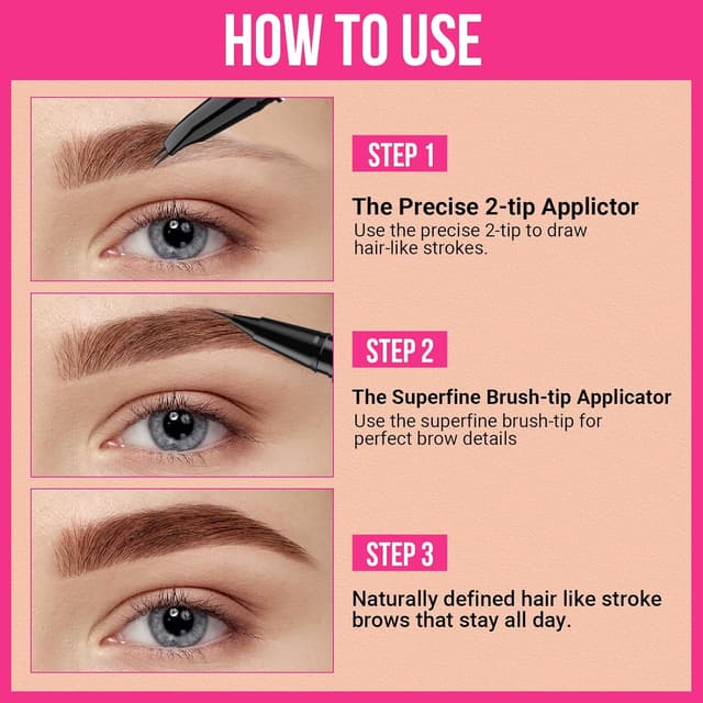 Detalle de iMethod Curved Eyebrow Pen (2-in-1 dual-ended) with curved tip and brush-tip, Black Brown