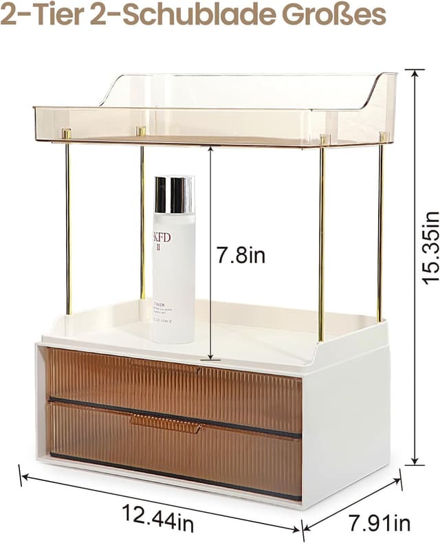 Detalle 2 de KJIXYUNG organizzatore trucco 2 cassetti