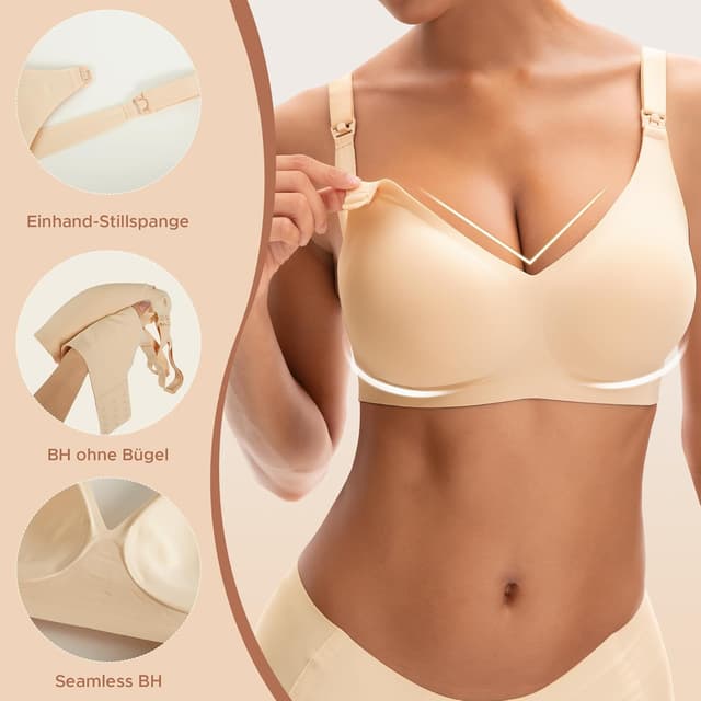 Detalle de INNERSY Still-BH ohne Bügel Seamless mit BH-Verlängerung – bequem zum Stillen und für die Schwangerschaft
