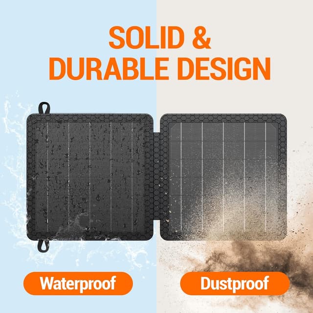 Detalle de GOODaaa 10W Portable Solar Charger (Dual USB) Foldable, Waterproof & Shockproof