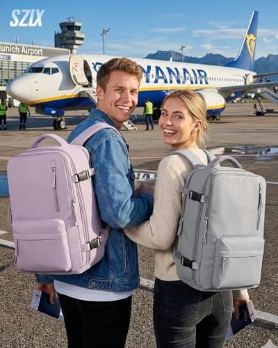 Detalle de SZLX Mochila de viaje cabina 40x30x20 para mujer y portátil, impermeable y con apertura 180°