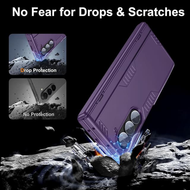 Detalle 2 de Kaiiecal Slim Hinge Stand Case for Samsung Galaxy Z Fold 6 (Purple) with Screen Protector