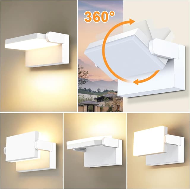 Detalle 2 de ledmo 60W LED-Außenwandleuchte (IP65) mit 360° schwenkbarem LED-Panel, 5.000 Lumen, 3.000K warmweiß