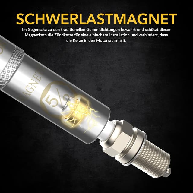 Detalle de LEXIVON Zündkerzenschlüssel LX-122 für 16 mm Zündkerzen, 25 cm, schwenkbar mit magnetischem Einsatz (Cr-V-Stahl)