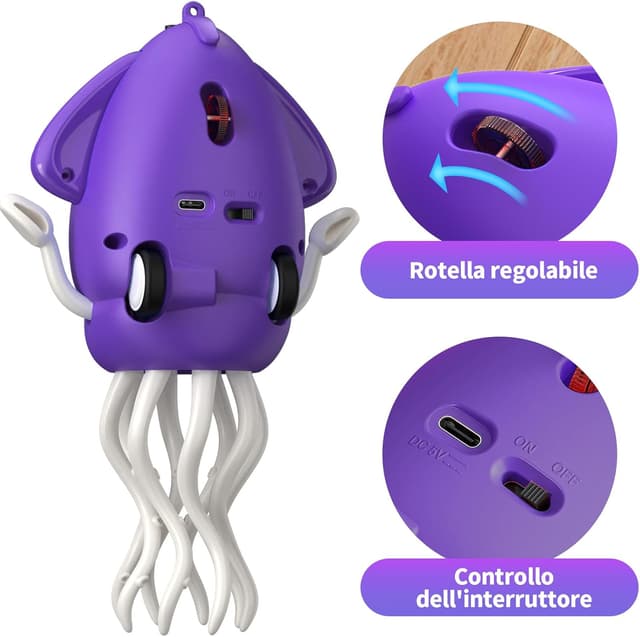 Detalle de SWTOIPIG Polpo interattivo danzante con LED, musica e sensori a evitamento ostacoli (da mettere a pancia in giù)
