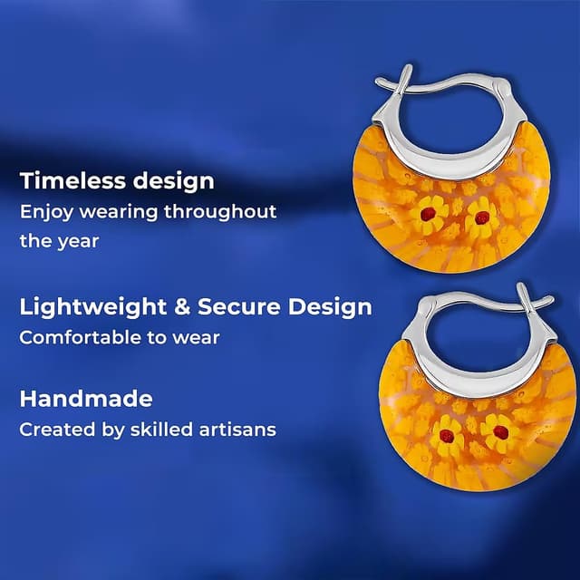 Thumbnail 2 de TJC Handmade Millefiori Basket Hoop Earrings 25x27mm