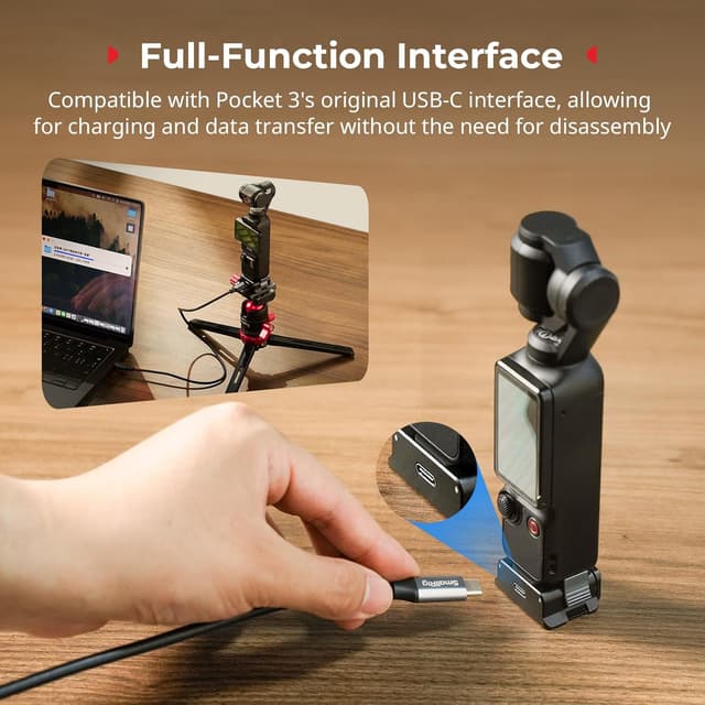 Detalle 2 de SMALLRIG Adaptateur de charge pour DJI Osmo Pocket 3 (station de bureau aluminium, Type C, fixation 1/4”-20 et interface Arca-Swiss)