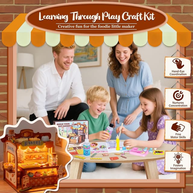 Thumbnail 6 de Ltteaoy DIY Miniaturhaus Bastelset für Kinder (6–12 Jahre) mit LED, Silikon & Modelliermasse