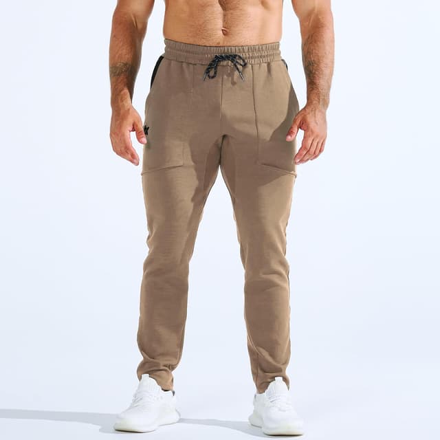 Detalle de BROKIG Mens Zero Armor Gym Jogger Bottoms with ankle zips and integrated mesh pockets
