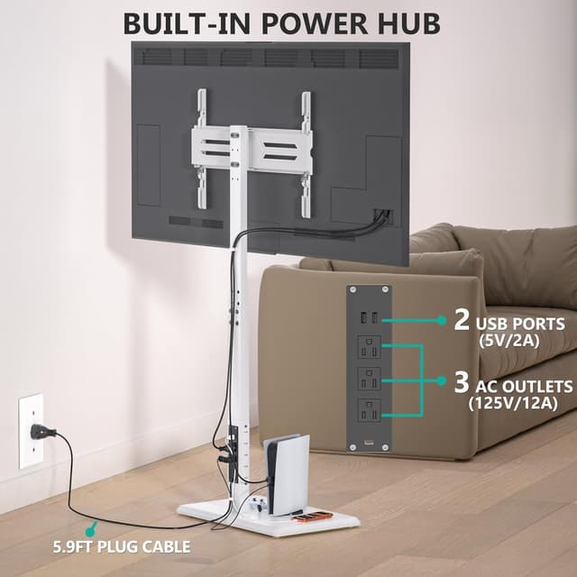 Detalle 2 de WALI TVDVD-7PW Floor TV Stand 110 lbs