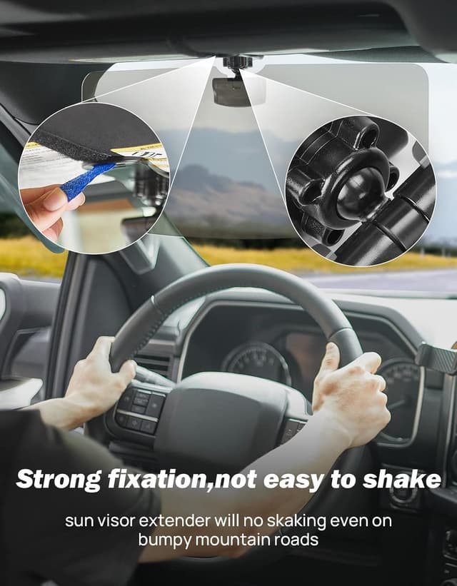 Detalle de JOYTUTUS Sun Visor Extender for Pickup Trucks (2-Pack) — Polarized UV400 Anti-Glare Shield