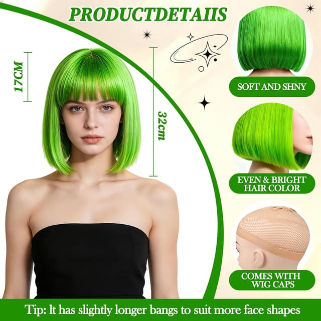Thumbnail 2 de Perruque Femme Naturelle Courte Verte đ