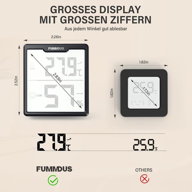 Thumbnail 2 de FUMMDUS 3 Stück Thermometer Hygrometer -50–70°C