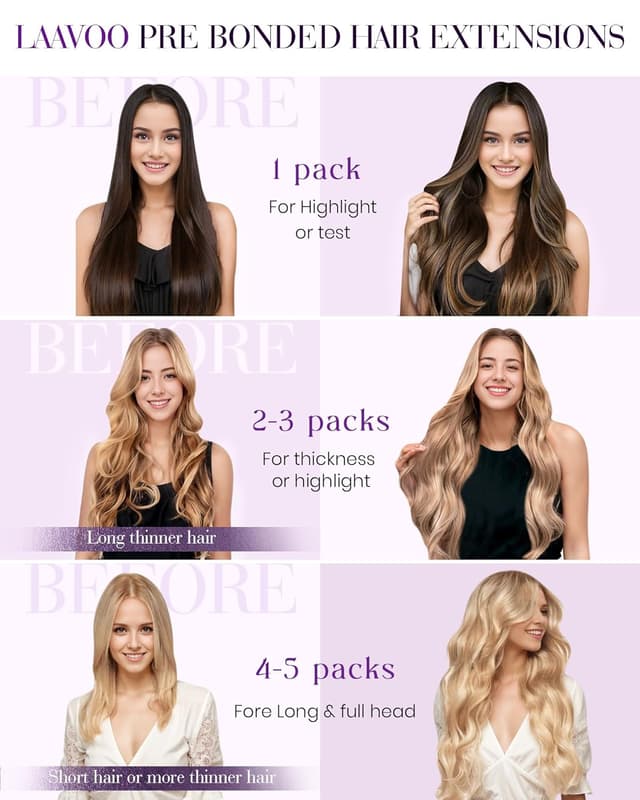 Detalle de LaaVoo Nanoring Extensions Echthaar Ombre Blond (Remy), 45 cm, 100 g, 1 g/1s – #8/60/8