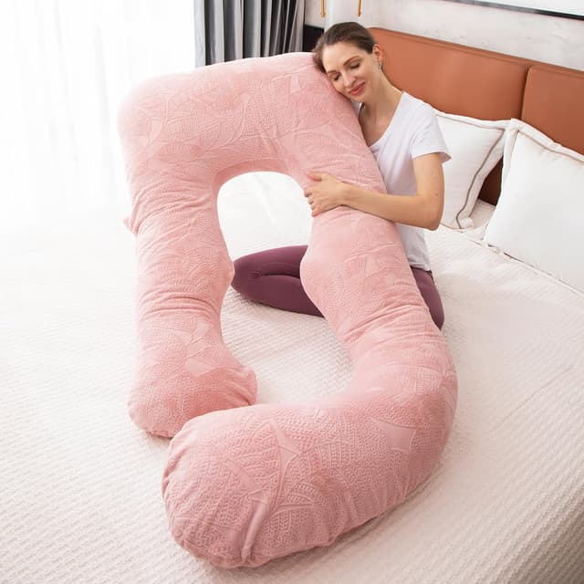 Detalle de TaiBest Schwangerschaftskissen aus geschreddertem Memory-Schaum (U-Form) – Pink