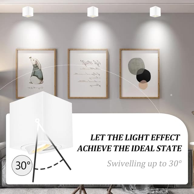 Detalle de GeyouLux Aufbauspots eckig schwenkbar 30° für GU10, Aufputz 230V – 4er-Set (ohne Leuchtmittel)