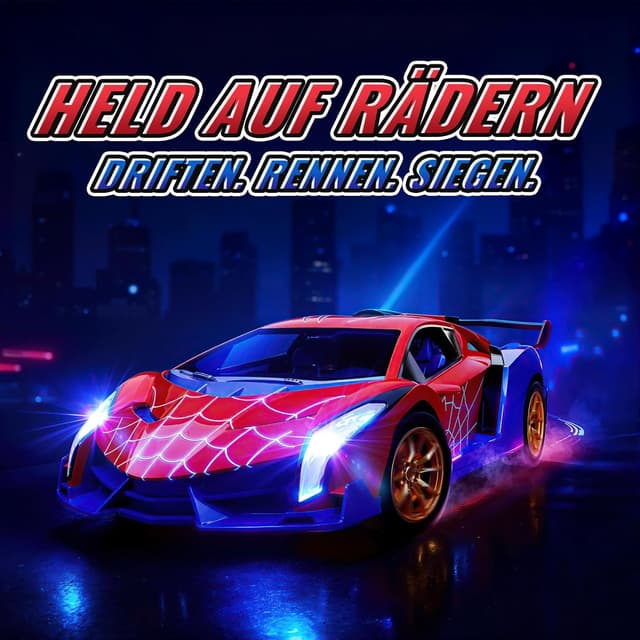 Detalle de Ferngesteuertes Drift-Auto im 1:18 Look mit LED-Augen & Spinnennetz-Design (RC, Rückwärtsfunktion) – Geschenk ab ca. 3 Jahren