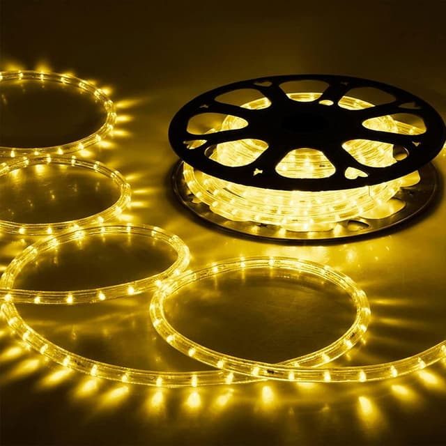 Detalle 2 de Jnaurb 150ft Outdoor LED Rope Lights (1080 LEDs), 8 Modes, Connectable & Waterproof (Warm White)