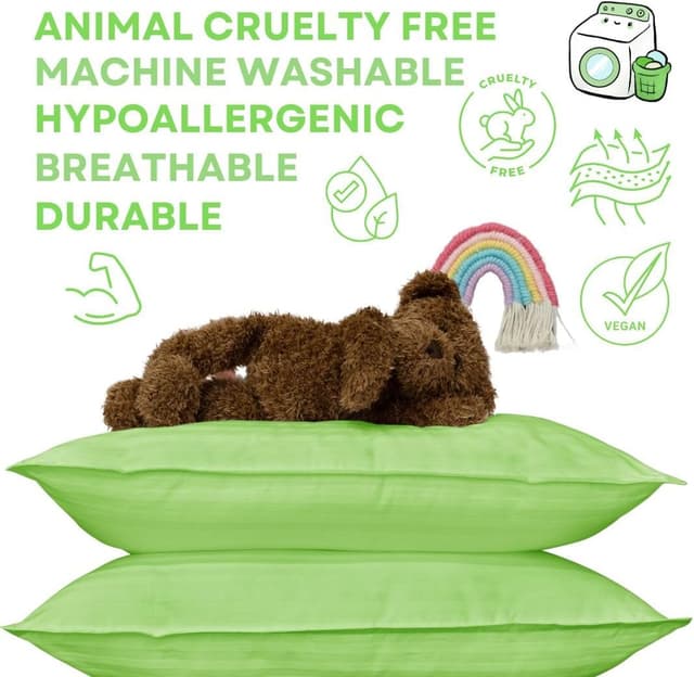 Detalle de Kinder Fluff Kids Pillow (lot de 2) 16x24 pouces – Oreillers pour enfants dès 7 ans, coton 300T, garnissage fibre alternative