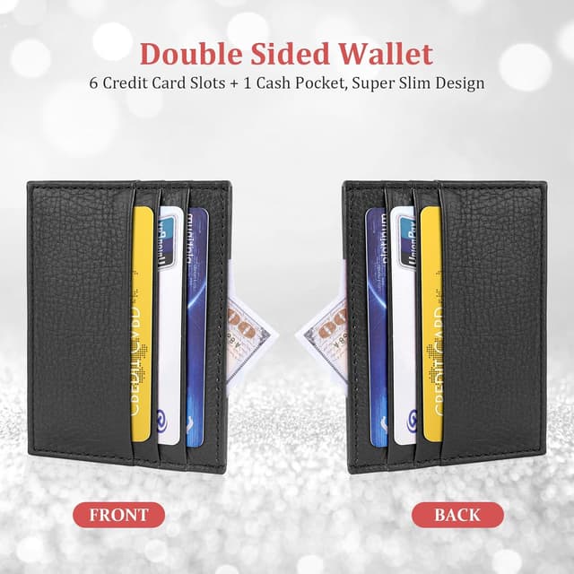 Detalle 2 de URAQT Leder Slim Wallet – dünnes minimalistisches Kartenetui mit RFID-Blocking