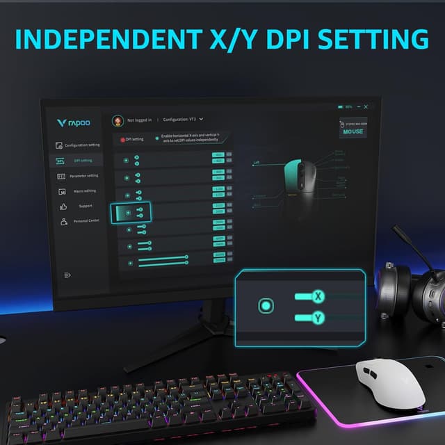 Detalle 2 de Rapoo VT3PRO MAX wireless gaming mouse with PAW 3950, 8K polling and 1+8 programmable buttons