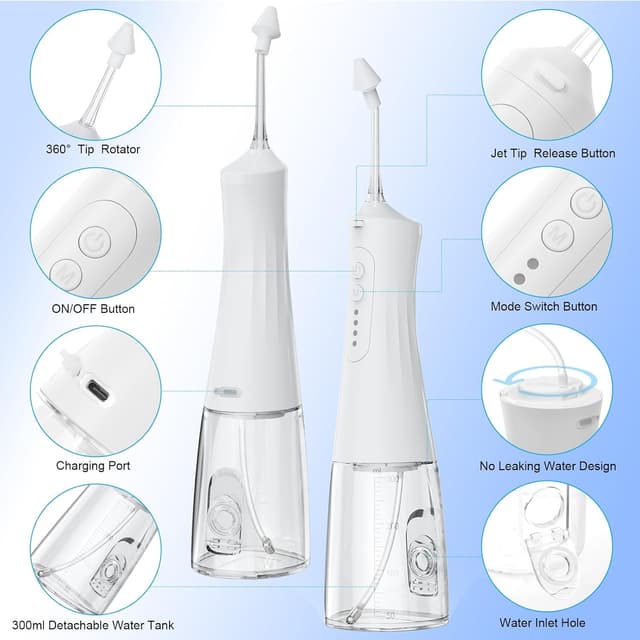 Detalle de URAQT Elektrische Nasendusche (Neti Pot) für Erwachsene & Kinder inkl. 4 Ersatzköpfe und 40 Nasenspülsalz