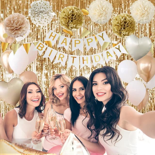 Thumbnail 2 de Geburtstagsdeko Gold Beige Weiß Set