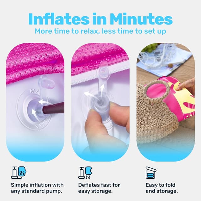 Thumbnail 6 de Sloosh SLOOSH Inflatable Pool Floats Lounger XL (68" x 34") with Fabric Cover & Headrest