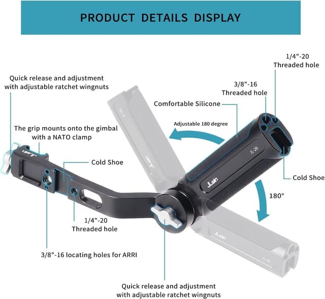 Detalle 2 de Hersmay Sling Griff / Handgriff für DJI RS 3 Mini (mit 360°-Verstellung) – Erweiterungsgriff für Gimbal-Handheld
