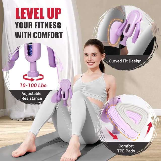 Detalle 2 de Thigh Trainer Thigh Exerciser 10–100lb Adjustable Resistance Pelvic Floor Trainer with Leg Band & Poster