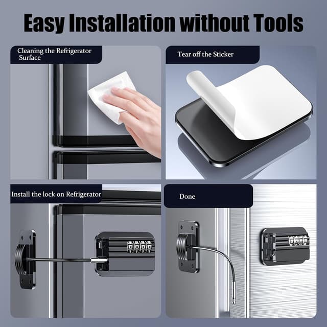 Thumbnail 2 de Verbesserte Kühlschrank-Kombinationsschlösser 2er-Set: Passwortschloss für Kinder