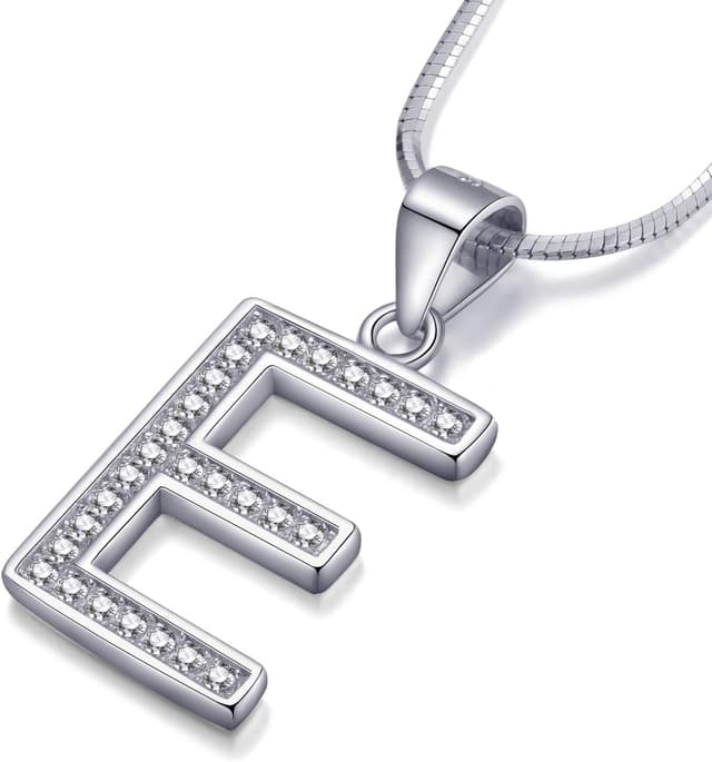 Detalle de Morella collana da donna con ciondoli a forma di lettera in argento 925 rodiato, lunghezza 45 cm