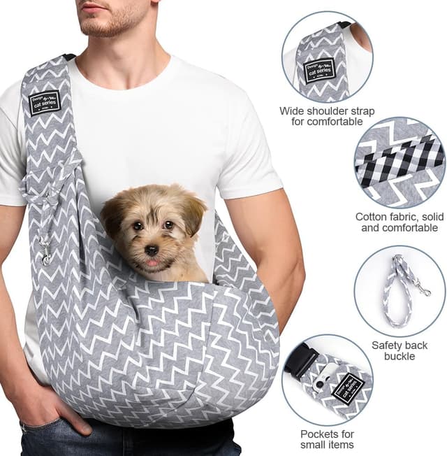 Detalle de Adiwo Hundetragetasche Welpen – wendbare Transporttasche für kleine Hunde bis 7,5 kg mit verstellbaren Schultergurten