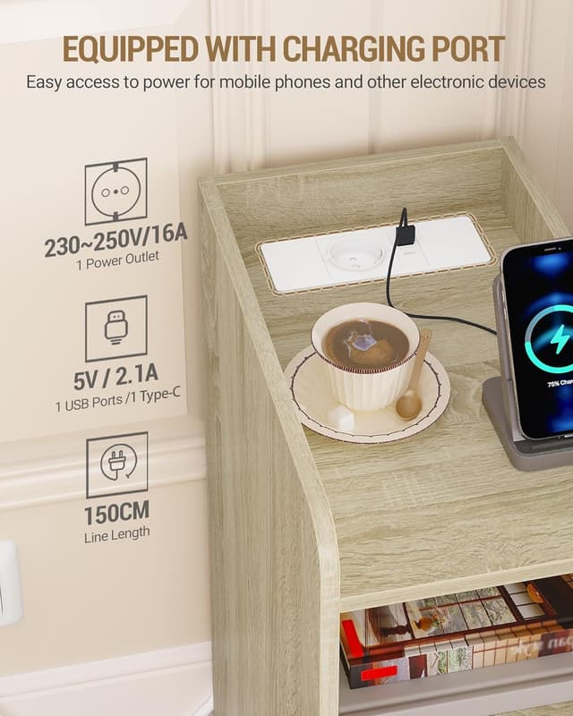 Thumbnail 3 de Hzuaneri Comodino Set di 2 con ricarica USB C