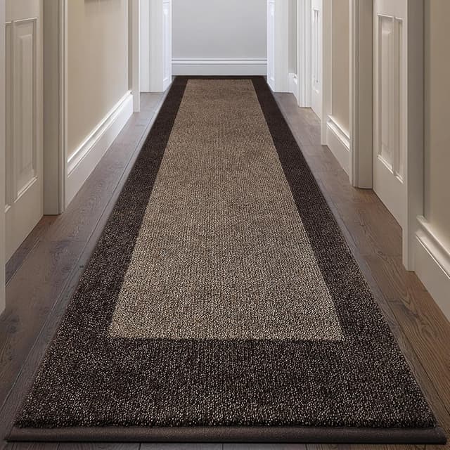 Detalle de DOMUSTEX Washable Runner Rug 32" x 144" — Antislip Kitchen Hallway Floor Mat, Rolled Package