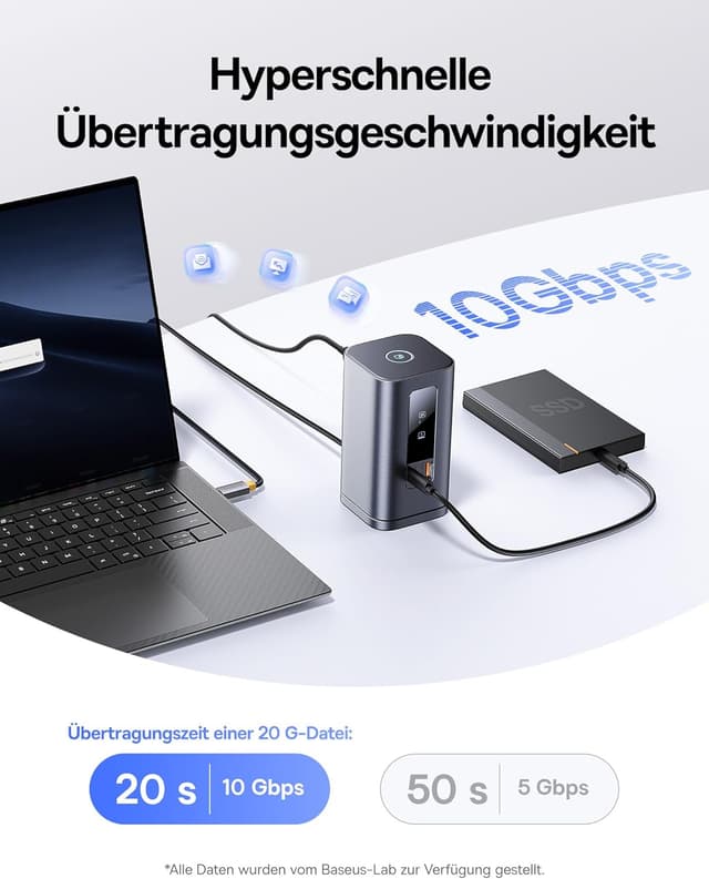 Thumbnail 6 de Baseus Spacemate 11-in-1 Dockingstation mit 100-W-Ladegerät (3 Monitore, 2x HDMI, 1x DP, USB-C/USB-A, Gigabit Ethernet)